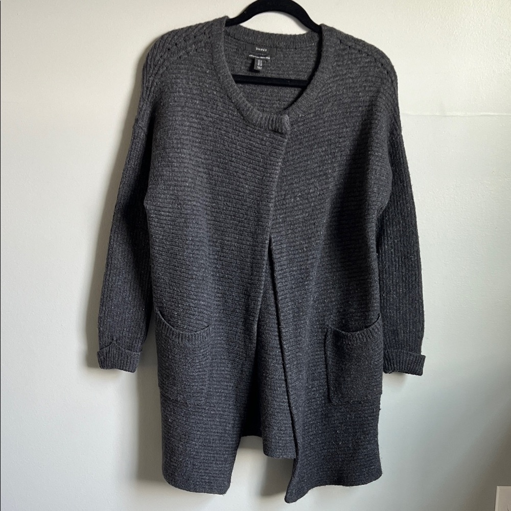 Tahari Dark Gray Wool Cardigan